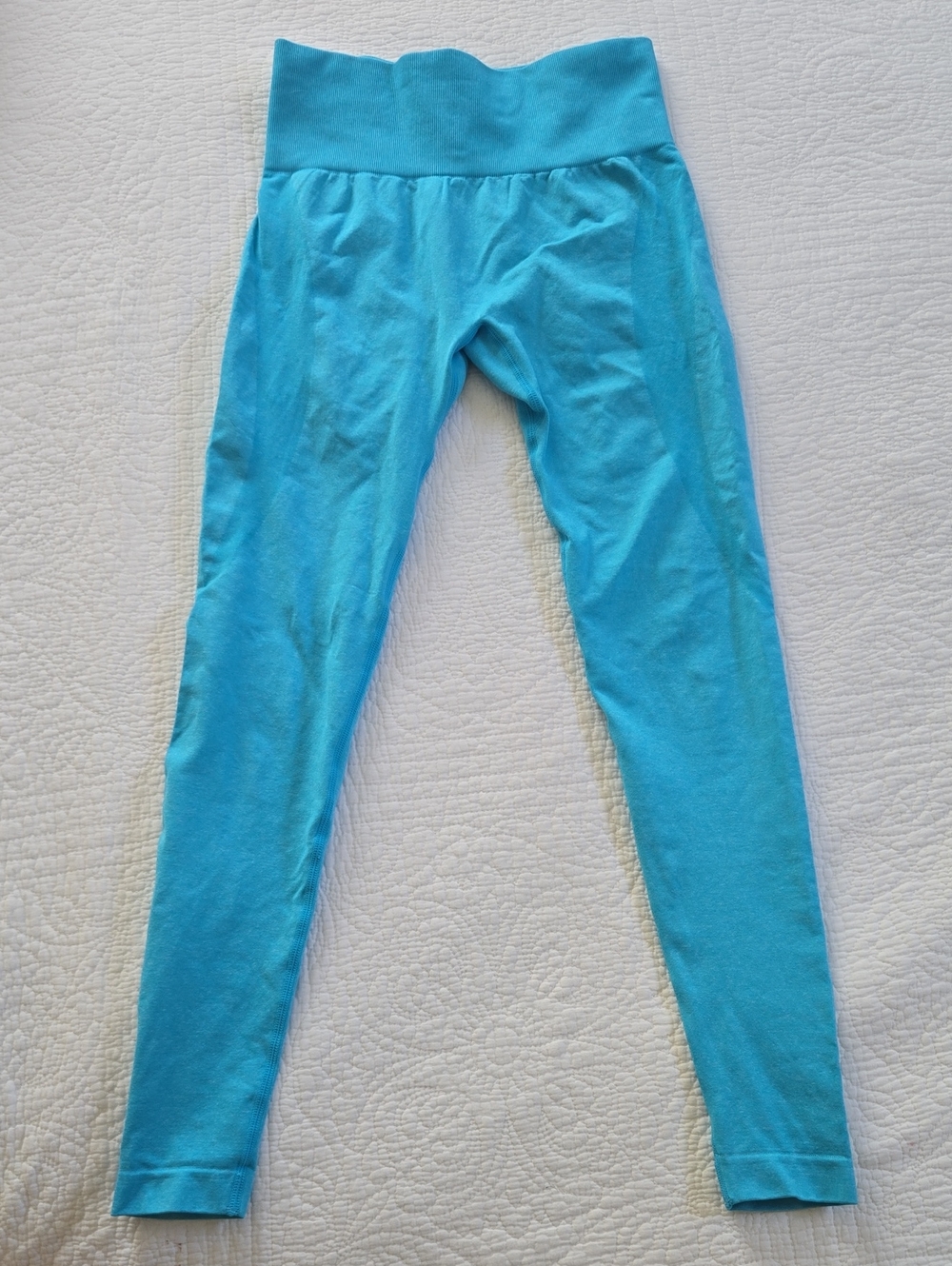 Womens High-Waist Aqua Blue Leggings